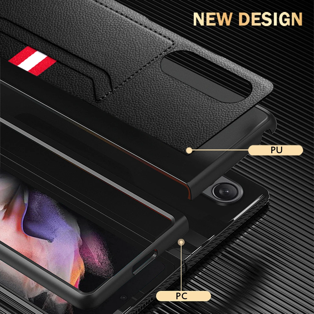 Sleek Matte Leather Fashion Case with Card Holder - Premium Phone Cover