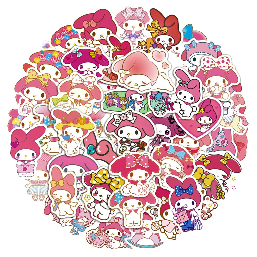 

10/30/50pcs Sanrio My Melody Cartoon Stickers Aesthetics Anime Decal Car Laptop Notebook Luggage Kawaii Toys Sticker for Girls