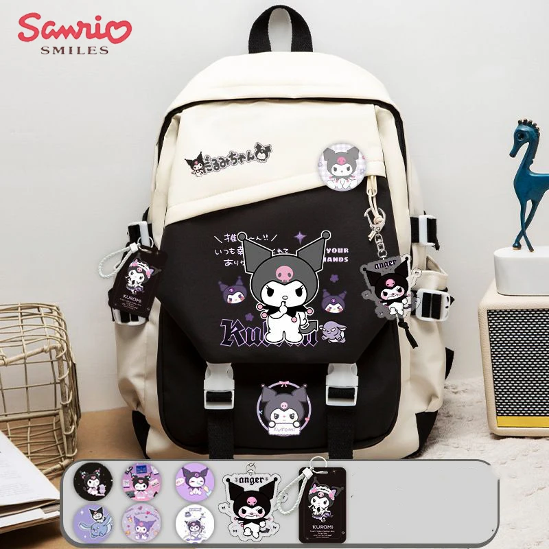 

Kawaii Sanrio Kuromi Schoolbag Anime Cute Simplicity Travel Backpack Stationery and Daily Supplies Storage Bag Toys for Girls