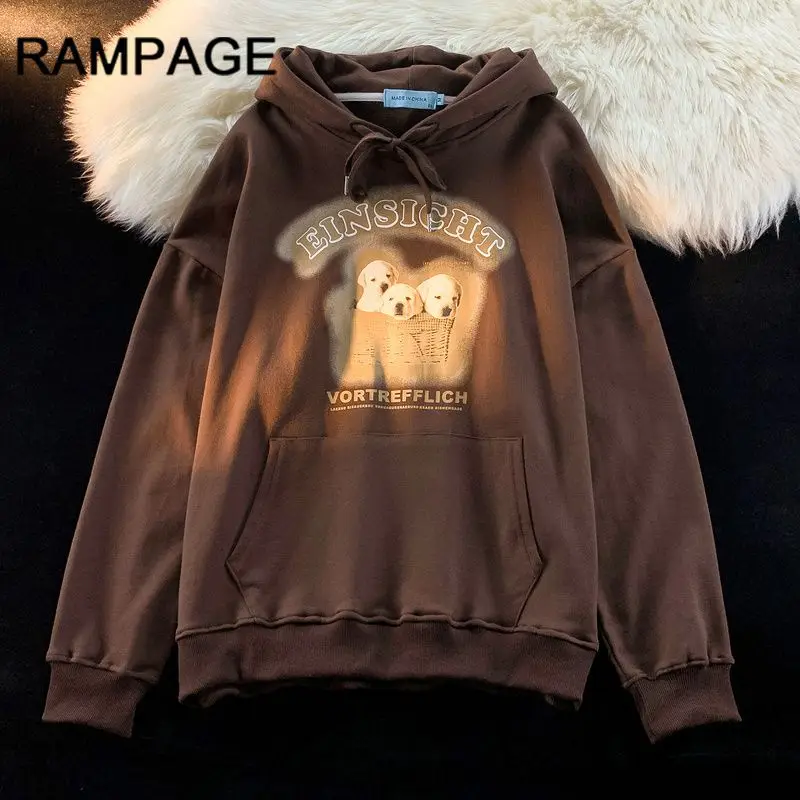 

Vintage Dog Print Streetwear Hoodies Women Casual Long Sleeve Fashion Girls Women Sweatshirt Loose Oversized Clothing Harajuku