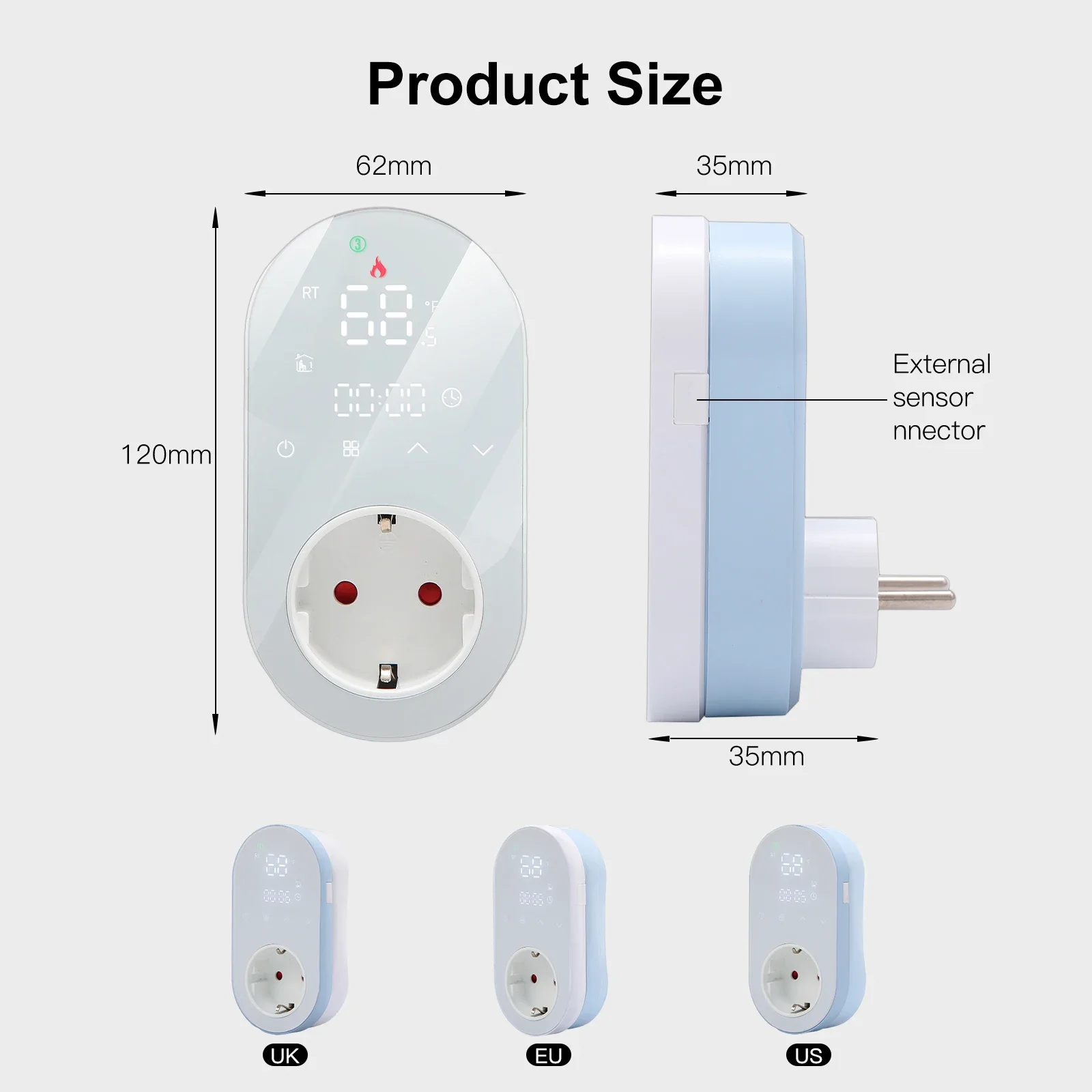 MOES 스마트 와이파이 LED 온도 조절기 플러그 콘센트 가열 및 냉각 모드 16A 앱 원격 제어, 알렉사 구글 홈과 호환 가능