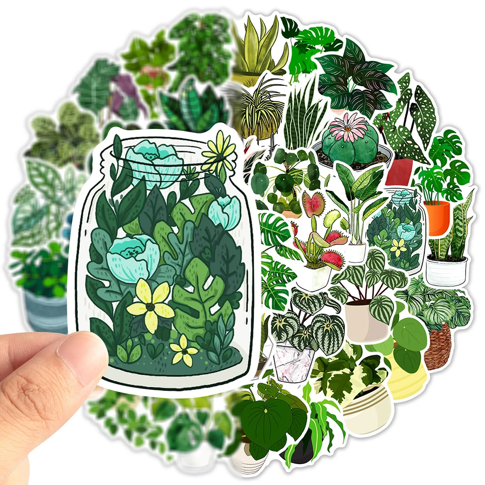 10/30/50pcs Cute Plants Green Aesthetic Stickers Kids Toy DIY