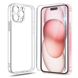 Premium 9H Tempered Glass Screen Protector with Clear Silicone Cover - Glass and Case (For 12 Pro Max)