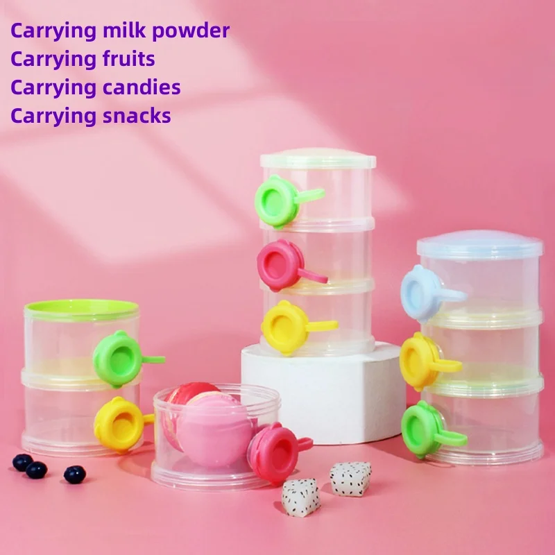 Baby Side Open Milk Powder Box Portable Outgoing Three Layer Split Pack Milk Powder Grid Moisture Proof and Dry Storage Box