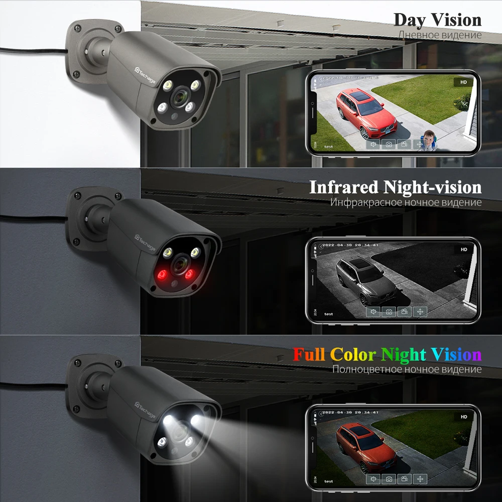 Techage H.265 8CH 5MP POE Camera System security camera smart outdoor camera Face Detection Full Color Night Bullet & PTZ Outdoor Video Security Surveillance Set P2P