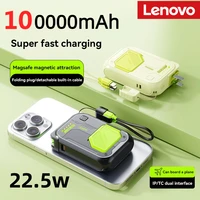 Lenovo 100000mAh Magnetic Wireless Power Bank uper Fast Charging Large Capacity Battery Portable AC Plug For iPhone Xiaomi 2025 1