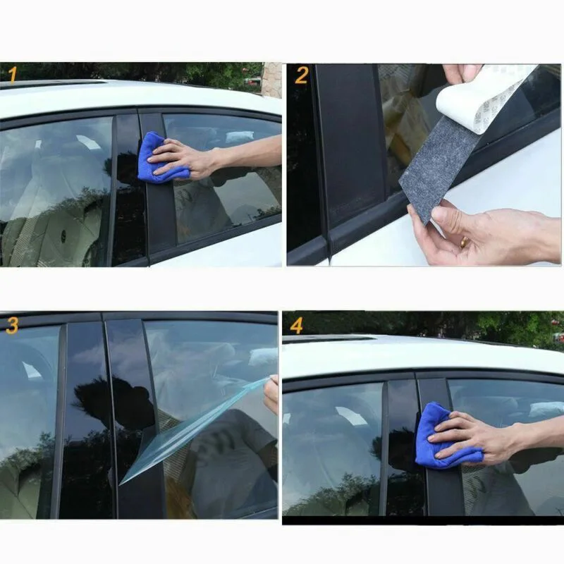 Polished Pillar Posts Window Trim Cover BC Column Sticker Chromium Styling 8PCS Fit For Jeep Renegade 2015 -