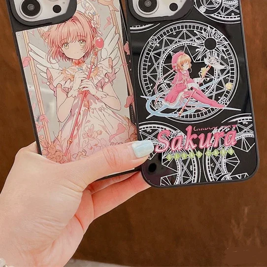 

Sakura Anime Mirror Surface Phone Case Cover for IPhone 11 12 13 14 15 Pro Max Case for IPhone 15 Pro Max