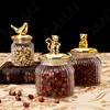 Golden Animal Decorative Storage Jar Sealed Glass Jars Spice Organizer Can Candy Container Dried Fruit Organizer Tea Canister 2