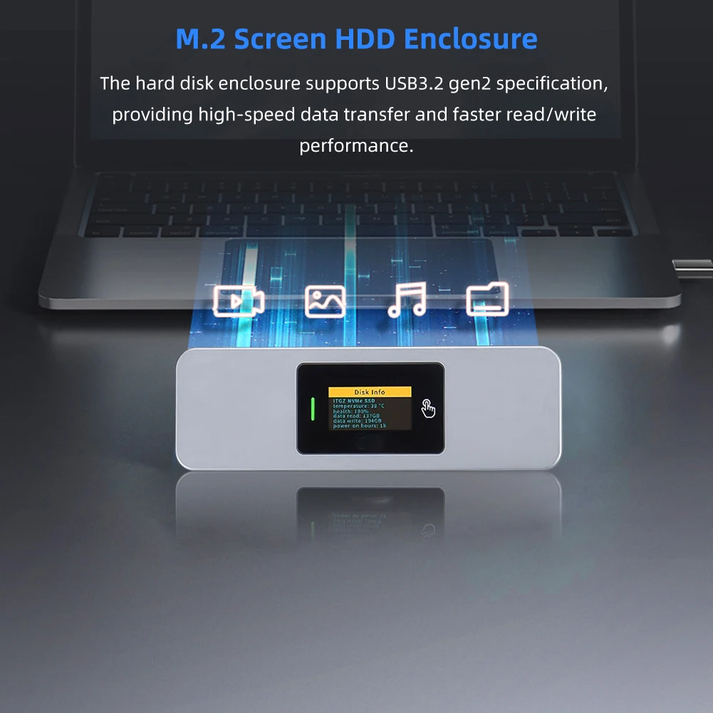 9210B/9210 M.2 NVMe SSD Enclosure Adapter with Screen Display USB 3.2 Gen2 10gbps M2 Case 2280 Aluminum External M2 2280 Reader