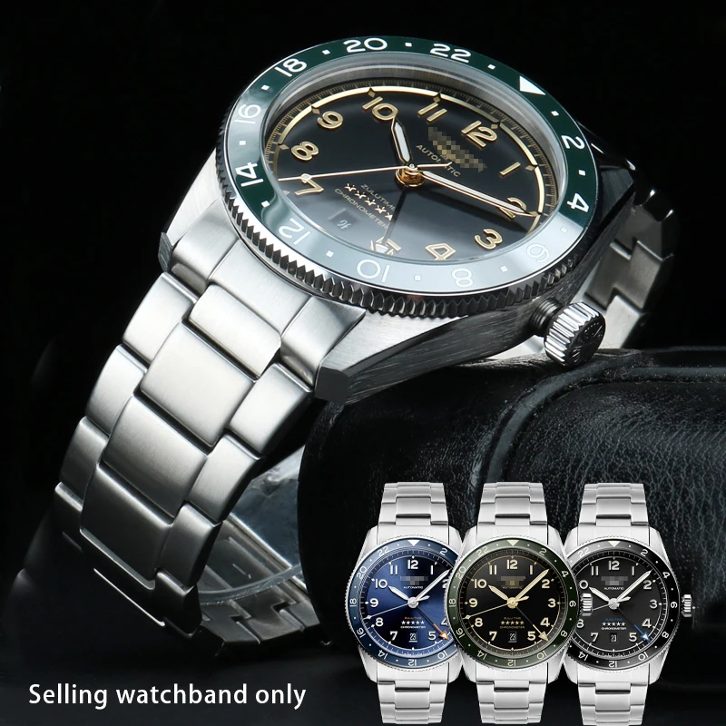 Per Longines Pioneer Series Cinturino L3.812 Cinturino In Acciaio Di Precisione 22Mm Accessori Per Orologi In Acciaio Inossidabile Con Estremità Curva