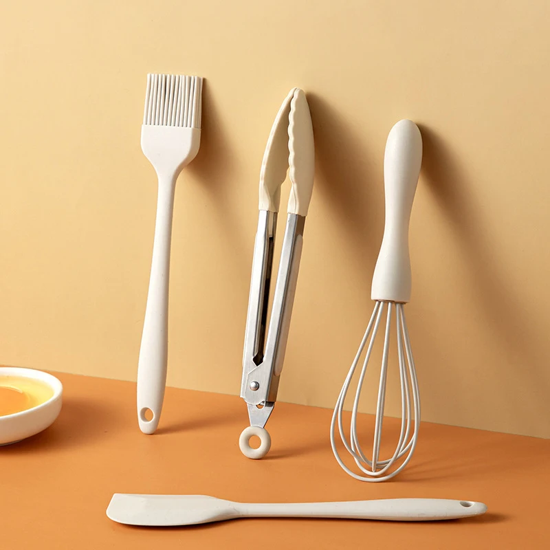 Food Grade Egg Beater Mini Food Clip Silicone Mini Baking Tool 4-piece Set Baking Scraper Oil Brush Cooking Tool Set