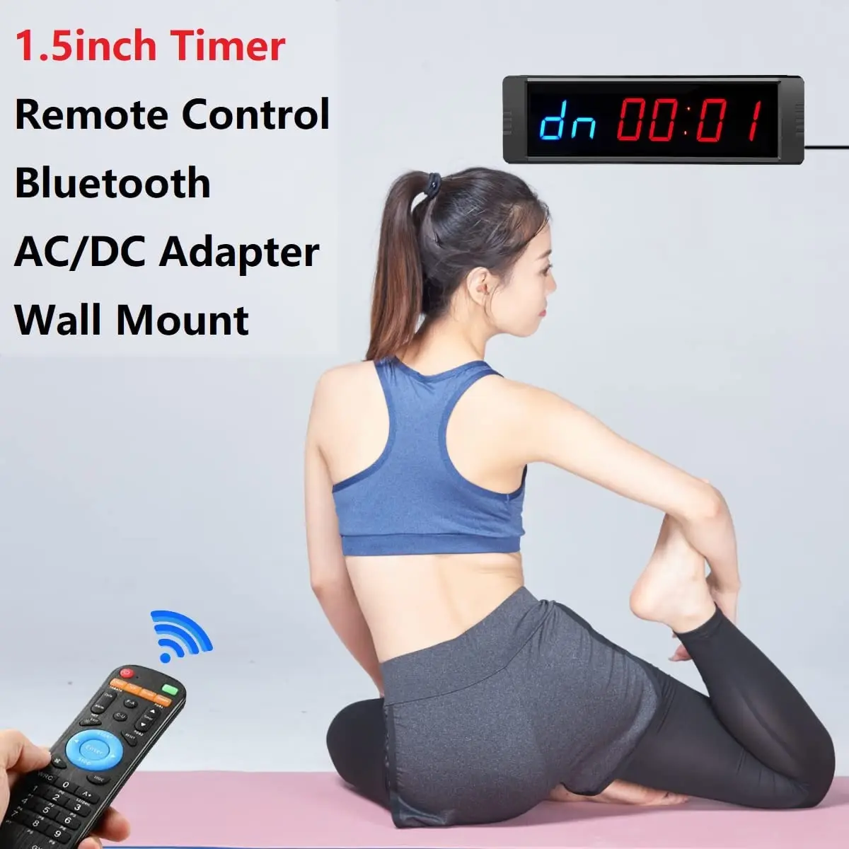 Btbsign Workout Gym Timer with Remote and Bluetooth Control by Phone App LED Training Interval Workouts Clock Count Down Up 4