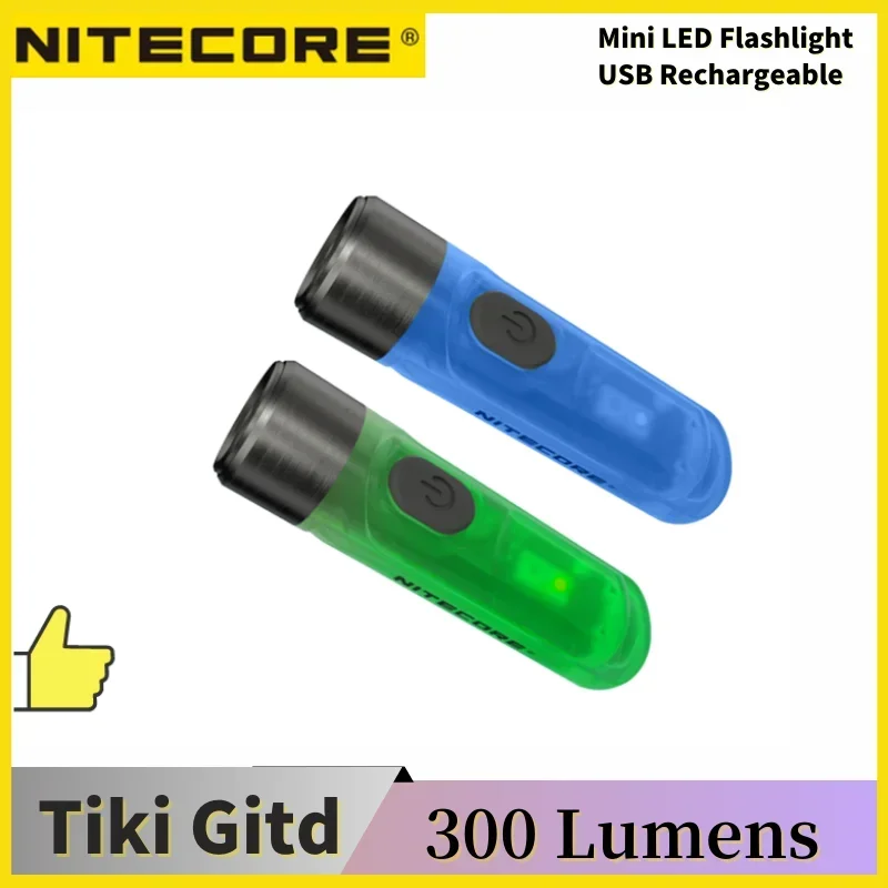 NITECORE TIKI GITD брелок свет 300 люмен TYPE-C перезаряжаемый УФ свет/высокий CRI мини портативный фонарик