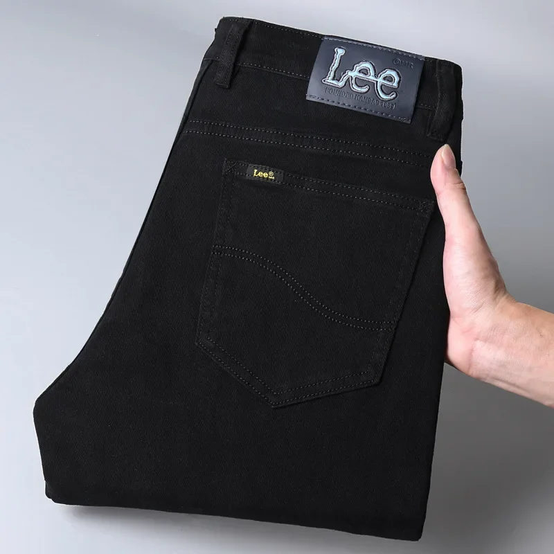 Lee Dex authentique jean homme coupe ample noir jambe droite pantalon décontracté tenue d'affaires pantalon pour automne/hiver épais élastique