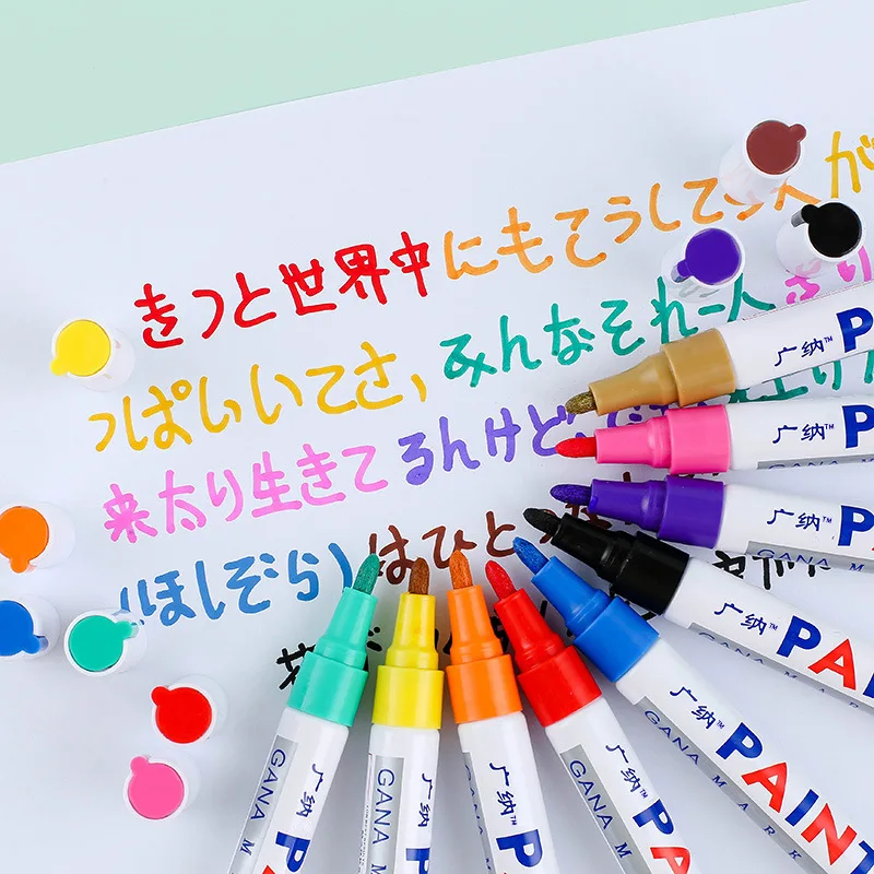 Marker Pens 6 Pcs Colorful Permanent Paint Marker Waterproof White Markers Tire Tread Rubber Fabric Paint Metal 12 Colors