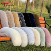 Winter 100% Real Fox Fur Straight Collar Winter Natural Hood Trims Decor Scarf For Coat Parkaks Warm Scarves Luxury Female Shawl 1