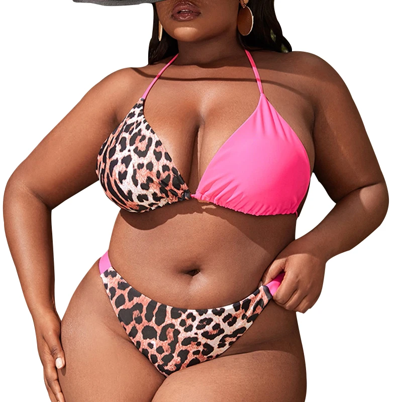 Women Bikini Big Size | Fat Bikini Plus Size Patchwork Plus Size - Aliexpress