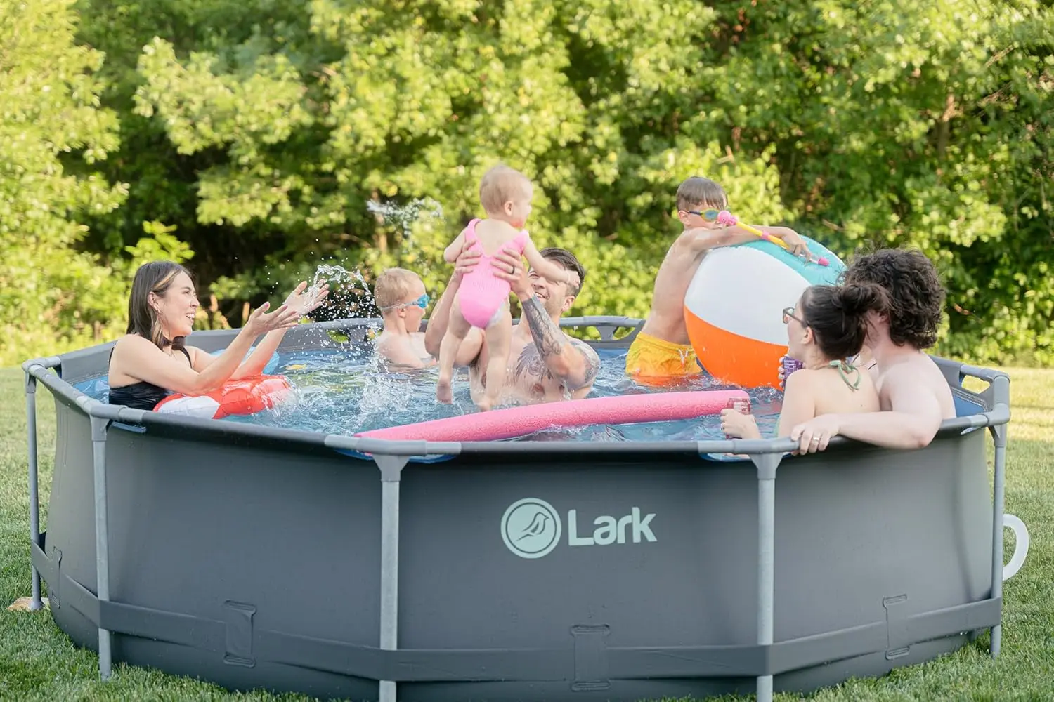 Lark Rustproof 10' ft. x 30" inch Fiberglass Frame Backyard above Ground Swimming Pool with 530-Gallon Filtration Pump