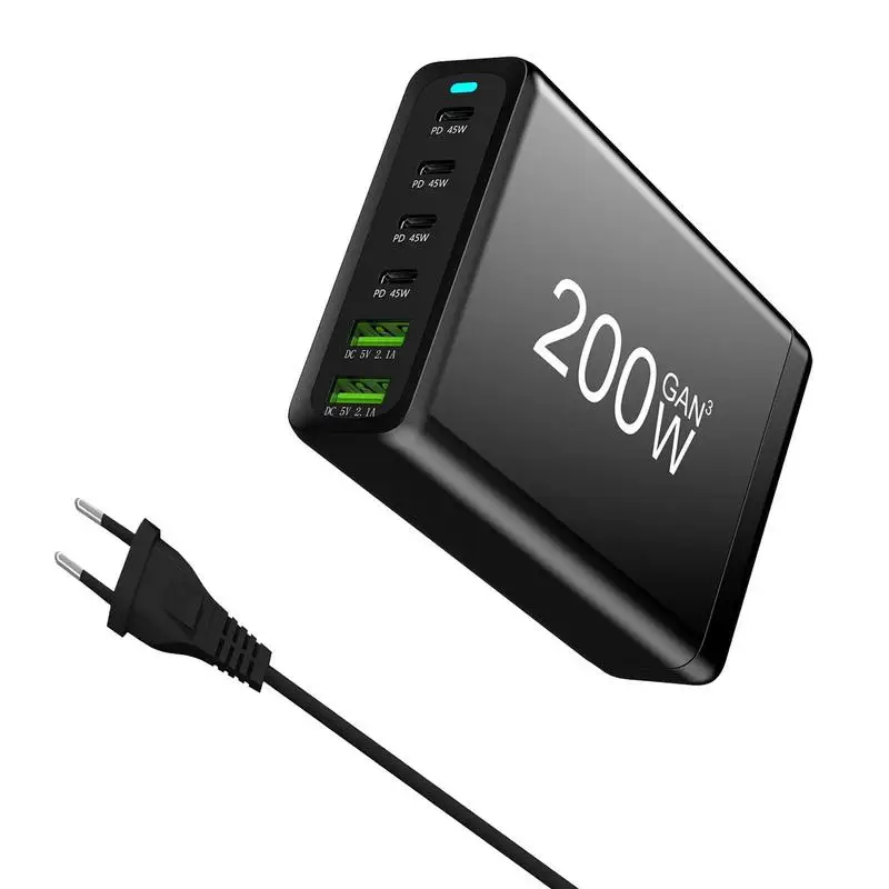 

Настольная зарядная станция USB C, 6 портов, 200 Вт