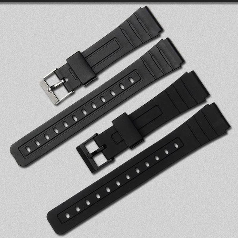 Cinturino Da 16Mm 18Mm 20Mm Per Casio F-91W Cinturino Per Orologio In Resina Nera Con Spille Cinturino Per Orologio Con Fibbia Nera Per Casio F91W F-1
