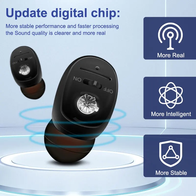 Invisible Hearing Aid Rechargeable Hearing Aids Wireless Sound Amplifier For Elderly With Charger Box High Power Ear Care Aid 2