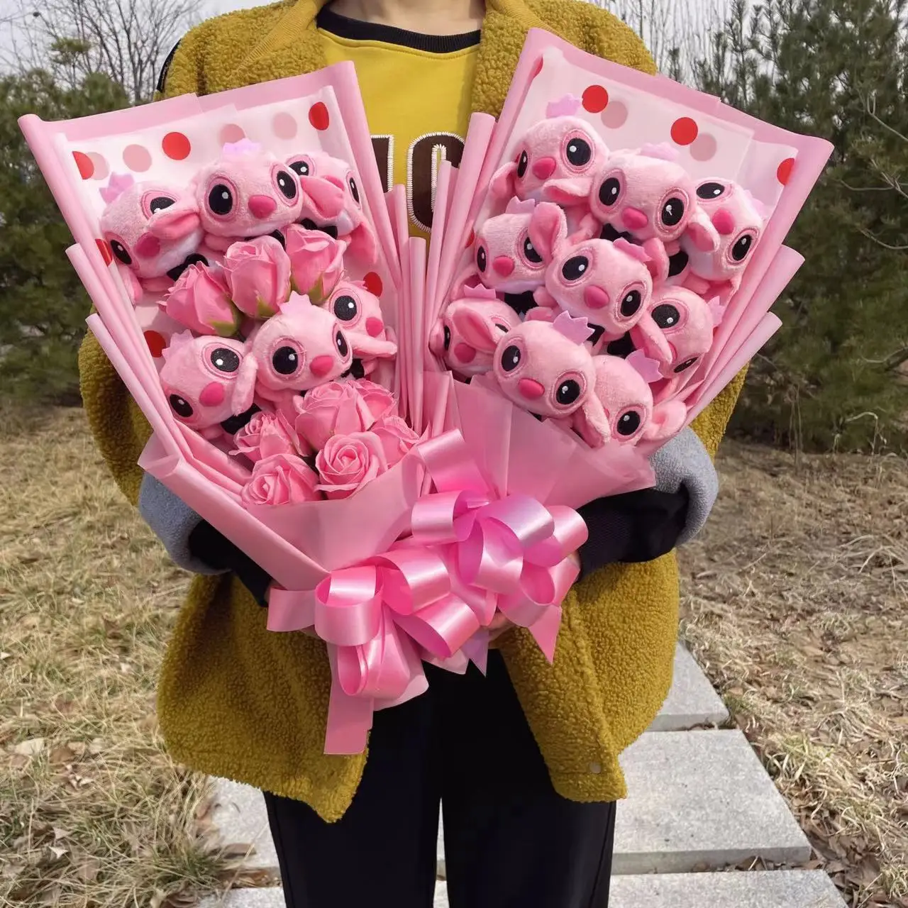 Cartoon Anime Stitch Plush Doll Toy Stuffed Animals Bouquet Gift Box Valentine's Day Christmas Graduation Birthday Gifts 3