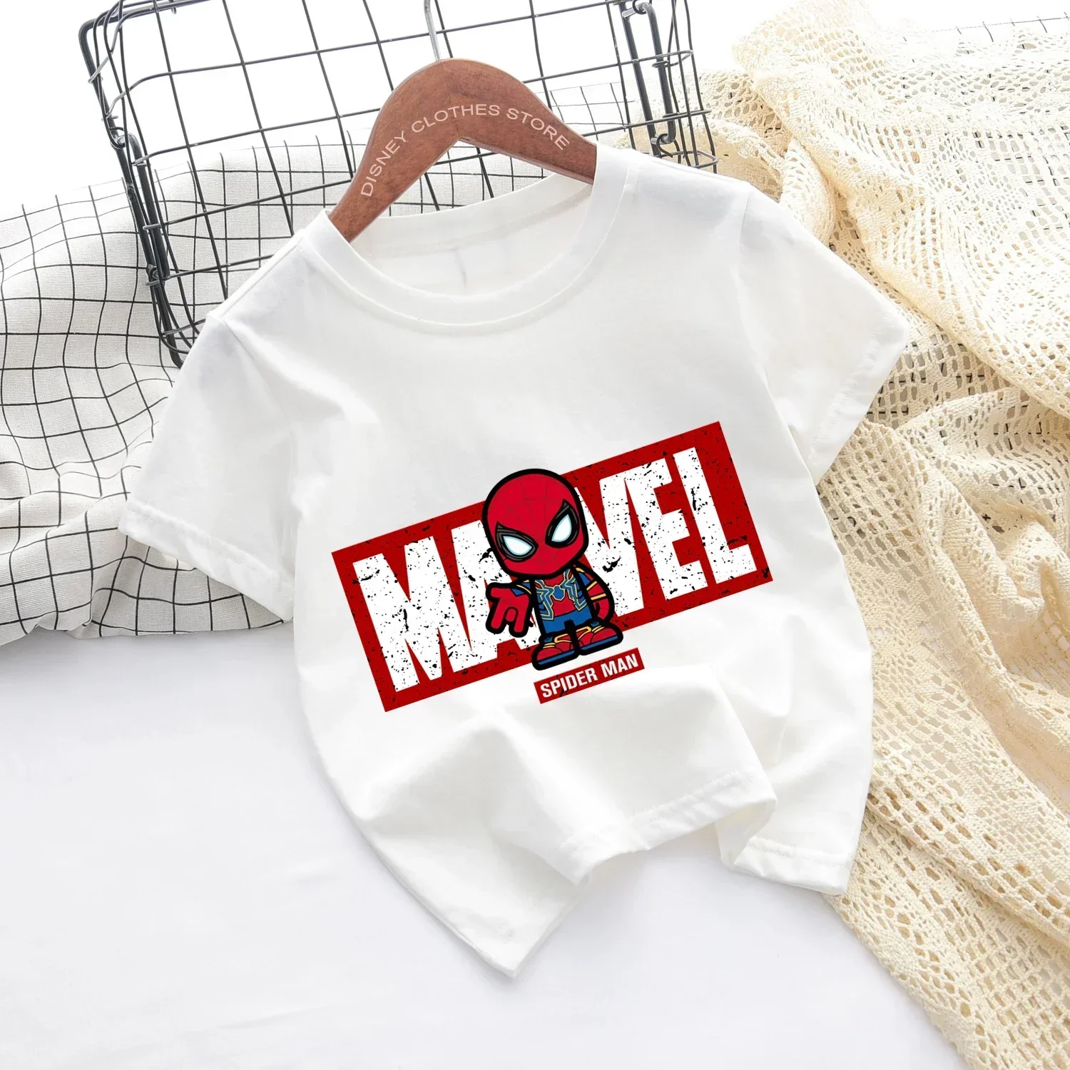 Funny Marvel Spider-Man Teen T-shirt Kid Boy Girl Casual Fashion Cotton Children Clothing 2024 Summer Cool Baby Tee Tops T-shirt 2