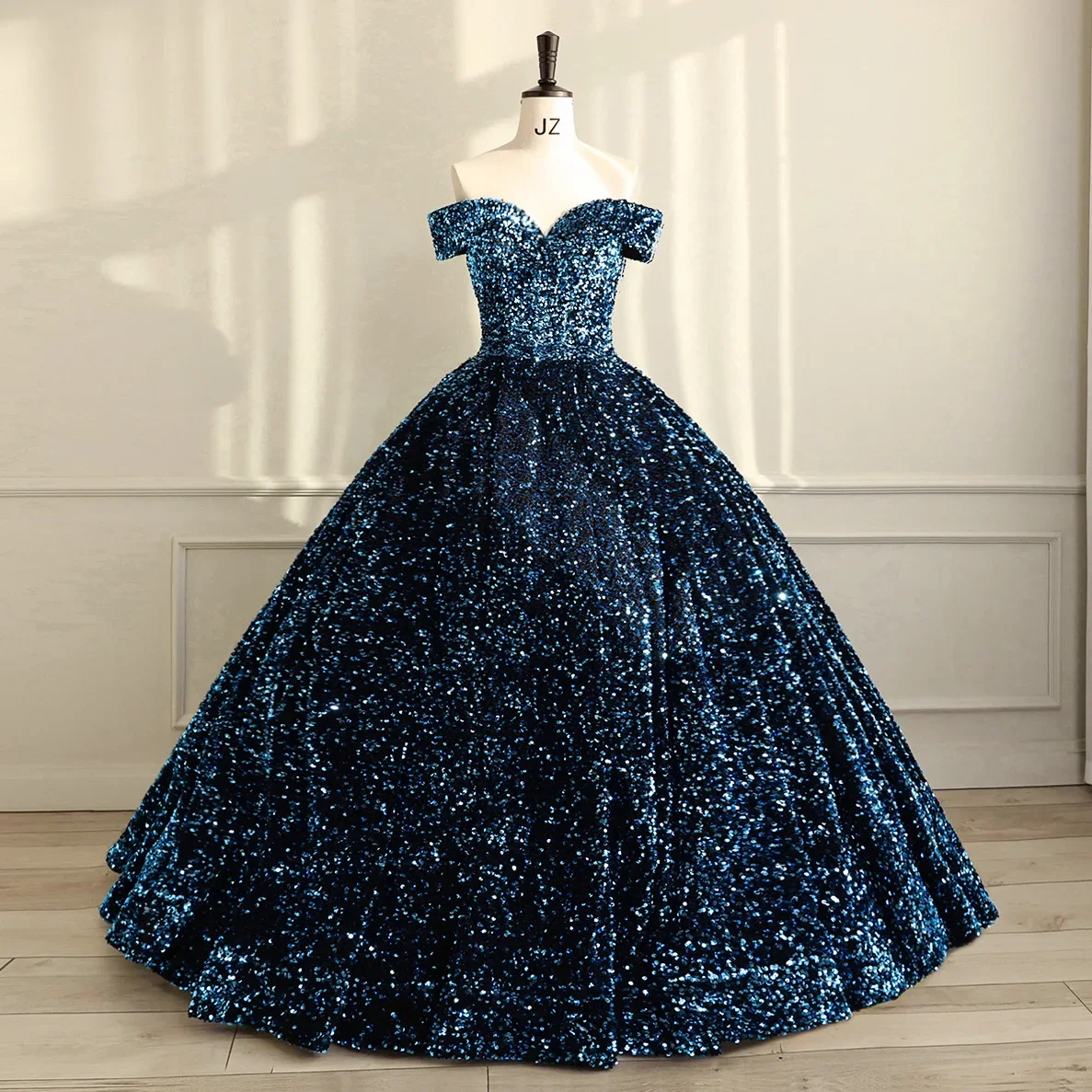 Bomaris Off-Shoulder Ball Gown Quinceanera Dresses Vestidos De 15 Anos Sparkly Sequined Princess Birthday Party Customized Quinceanera Dresses