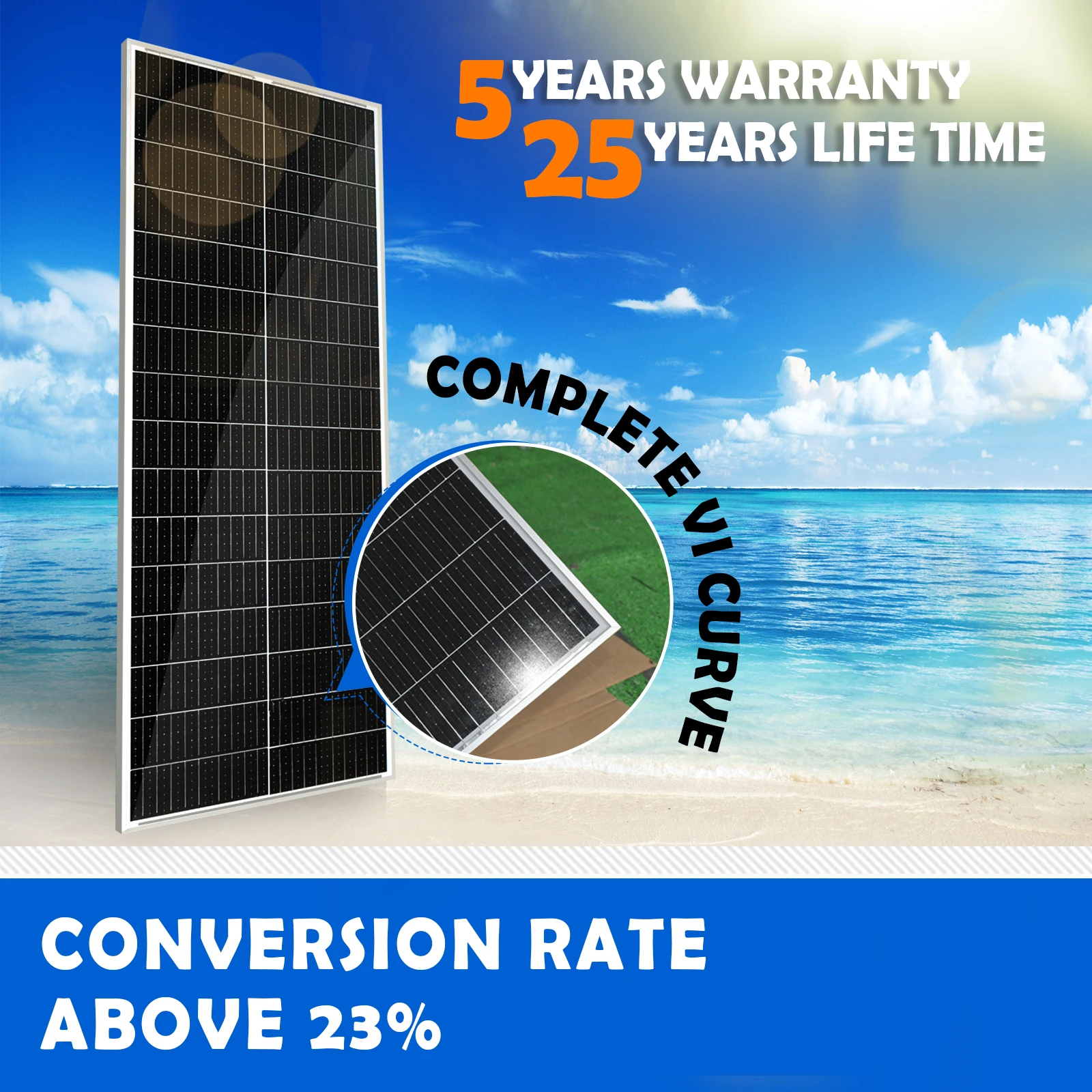 Pannello Solare 100W Pannello Impermeabile Monocristallino 12V Per La Ricarica 12V Batteria Rimorchio Per Barche Atv Auto O Alimentazione 12V Luce