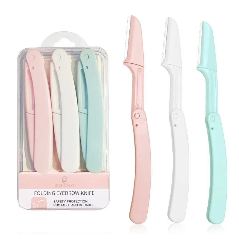 

1/3pc Safe Folding Ladies Face Shaver Eyebrow Trimmer Blade Anti-Scratch Razor Makeup Tools Eyebrow Trimmer Face Razor for Women