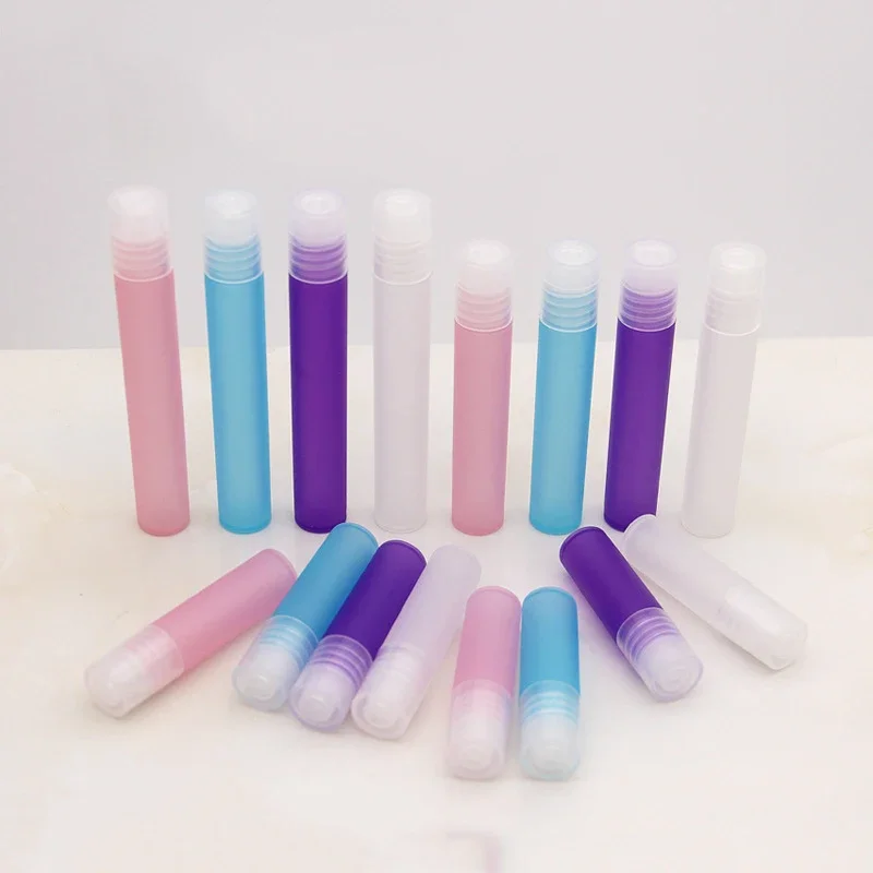 20/50Pcs Empty Perfume Roller Ball Bottle Frosted Plastic Liquids Oil Container Refillable Bottles Sample Test Vial Travel Set