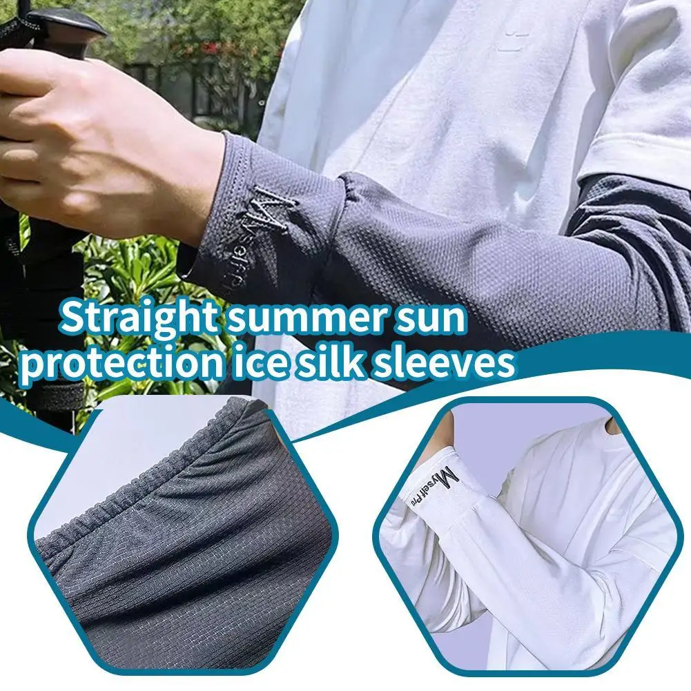 Sun Protection Ice Silk Sleeves Breathable Outdoor UV Protection Cycling Driving Sleeve Arm Sun Screen Sleeves 1 Pair arm sleeves