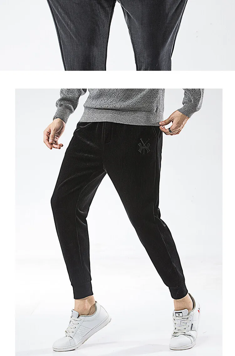 casual cargo pants Trendy Brand Plus Velvet Sweatpants Young Men Fleece Casual Pants New New Winter Thickening Warm Feet Elastic Male Trousers work casual pants