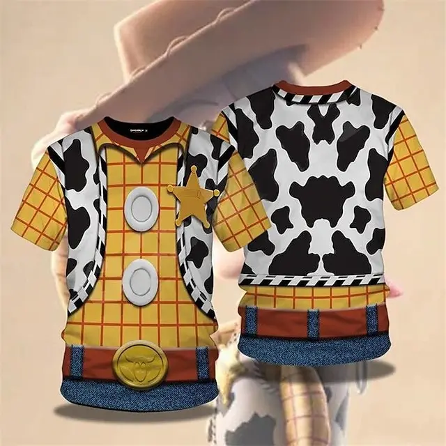 

Мужская футболка с мультяшным принтом, Повседневная футболка с принтом и коротким рукавом, подчеркивающая индивидуальность, лето 2024