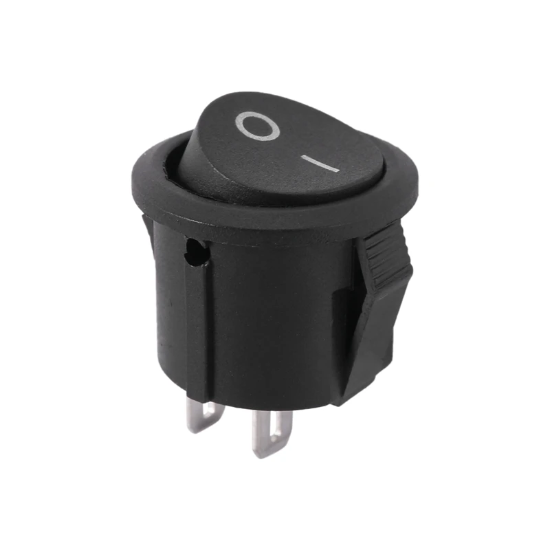 5개 SPST 검정색 버튼 켜기/끄기 원형 로커 스위치 AC 6A/125V 3A/250V-ABFB