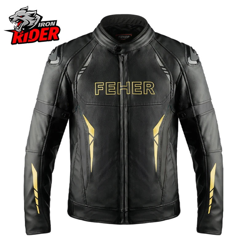 

Кожаная мотоциклетная куртка, ветрозащитная износостойкая защитная одежда для мотокросса, Всесезонная Кожаная Мотоциклетная одежда