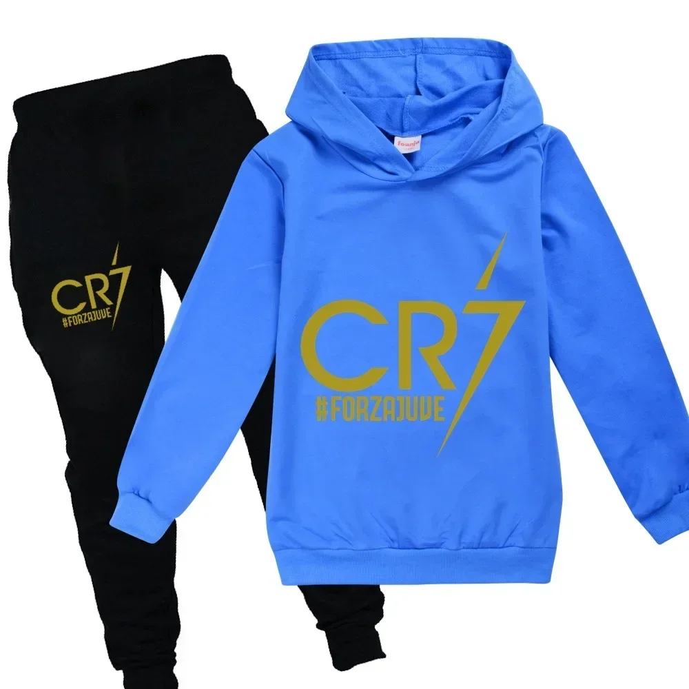thumbnail image 1 of Ropa para niños Sudadera con capucha y pantalones Traje para niño de 3 a 12 años Sudadera de primavera y otoño Chándal de fútbol CR7 Traje deportivo para vacaciones para niños, 1 of 5
