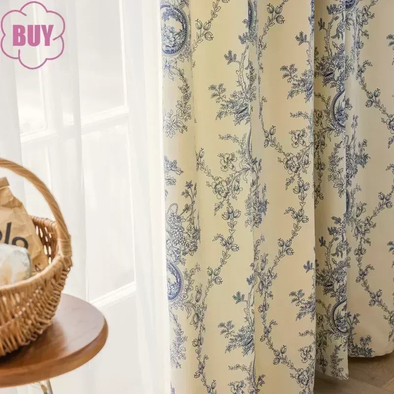 1PC American Curtains for Living Dining Room Bedroom Simple European Balcony Chenille Sheer Curtains Window White Tulle Custom 2
