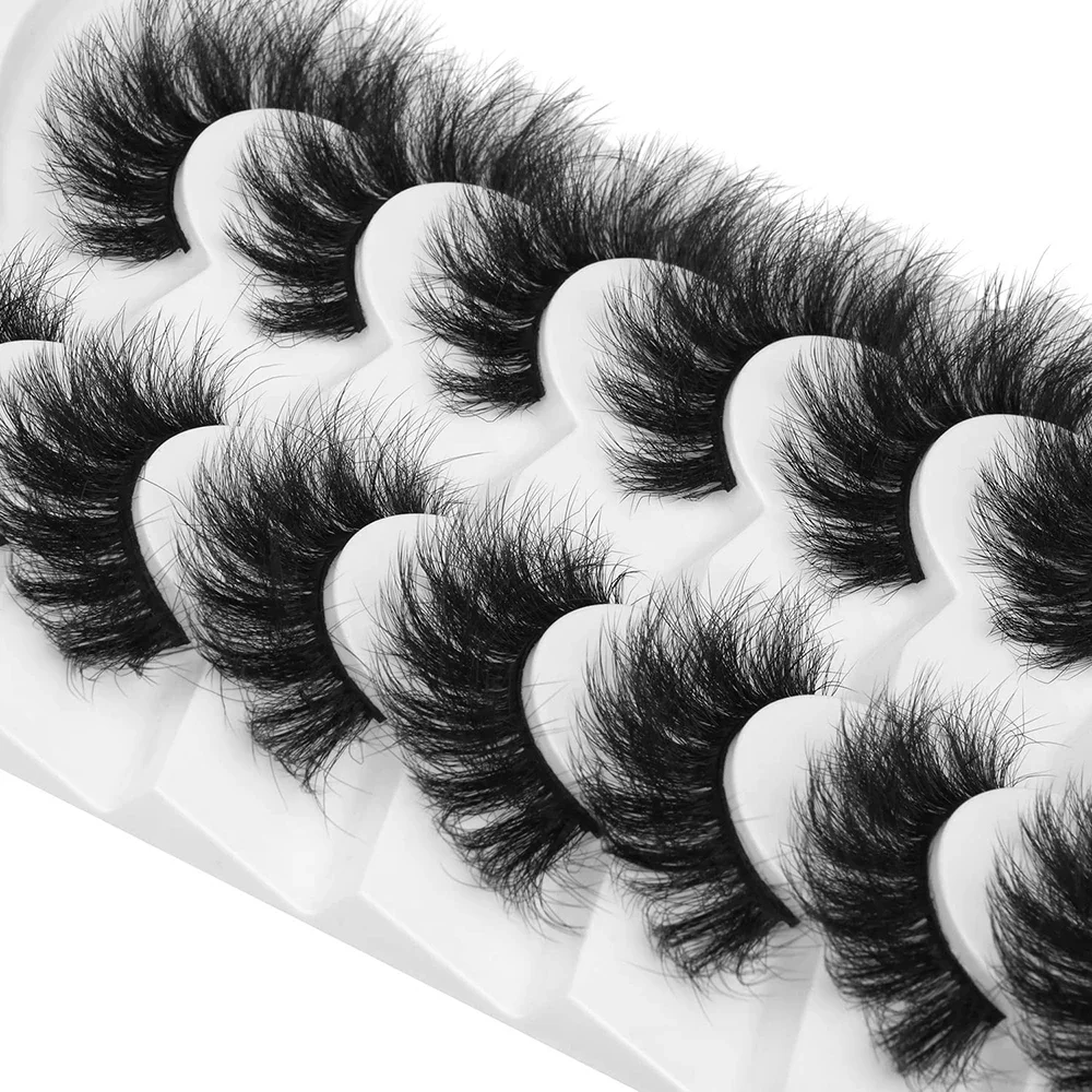7 Paar Wimpern flauschige falsche Wimpern wispy Faux Nerz Wimpern lange dramatische Wimpern 8d Volumen Streifen Wimpern Katze Wimpern