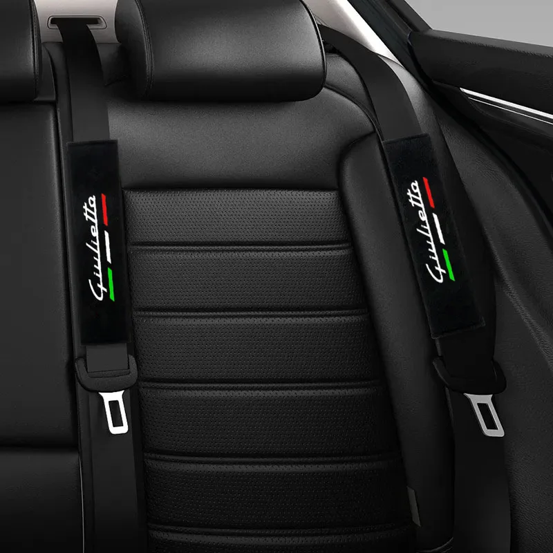 2pcs Car Safety Belt Cover Adjustable Shoulder Strap Covers Car Shoulder Protector Pad Alfa Romeo GIULIETTA Auto Accessories