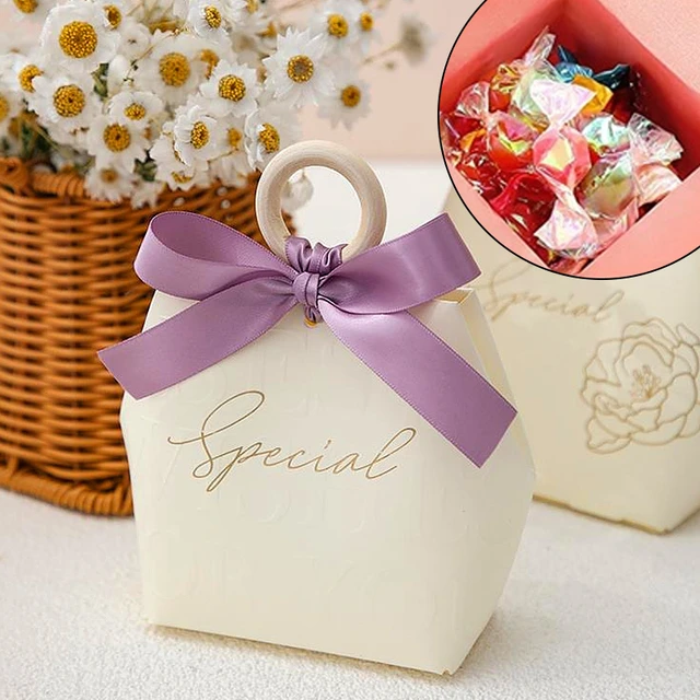Thank You Wedding Favor Candy Box Gift Packaging Box With Handle Tag  Exquisite Printed Plaid Paper Boxes Party Present Boxes - AliExpress