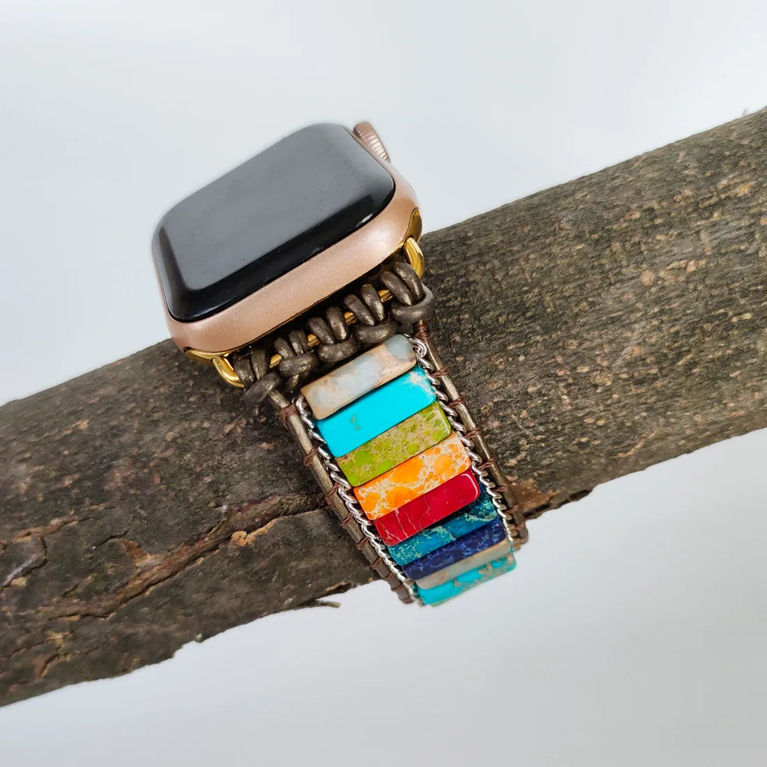 Yoga Chakra Color Watch Strap Sediment Jasper Watch Band Bracciale Rainbow Imperial Jasper Watch Band Iwatch Smart Watch Strap