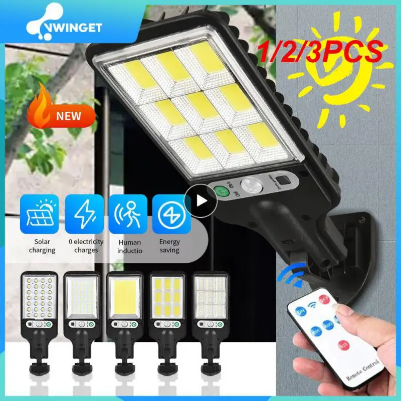

1/2/3PCS Solar Street Lights Outdoor 117COB 8 Pack Solar Lamp With 3 Light Mode Waterproof Motion Sensor Security Lighting for