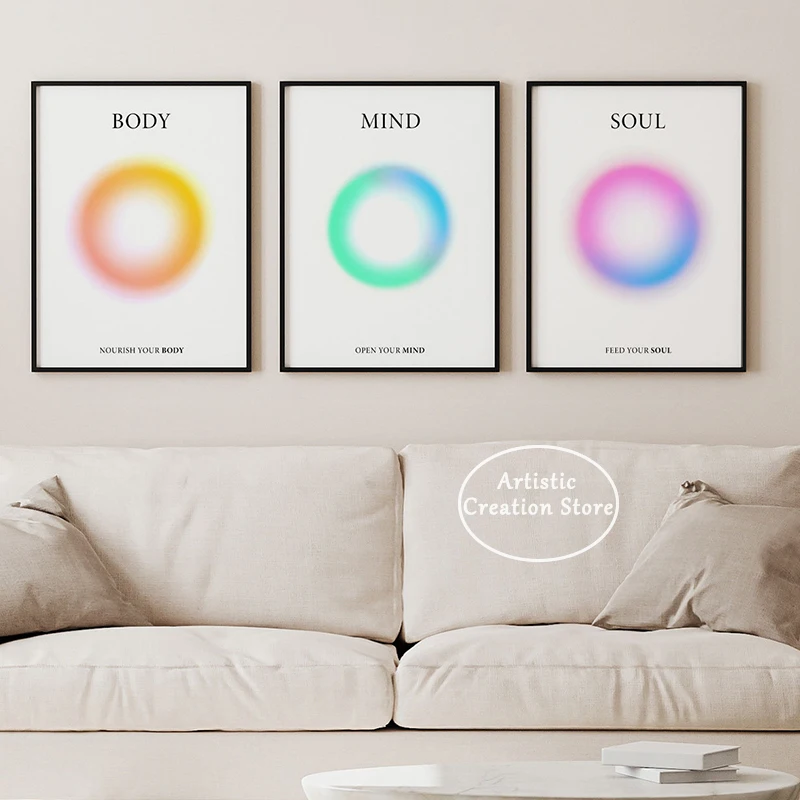 Mind Body Soul Aura Poster Aura Energy Spiritual Gradient Print Canvas Painting Spiritual Zen Wall Estetica Room Decor Gifts