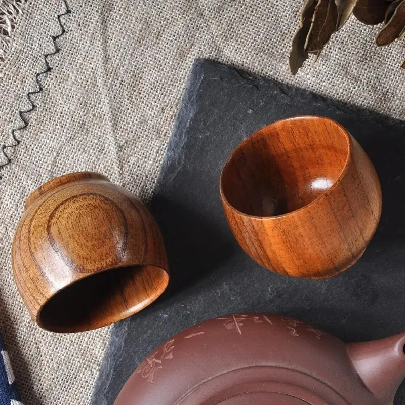 1pc Classic Mini Tea Cup Environmental Protection Solid Wood Cup Small Wood Texture Retro Tea