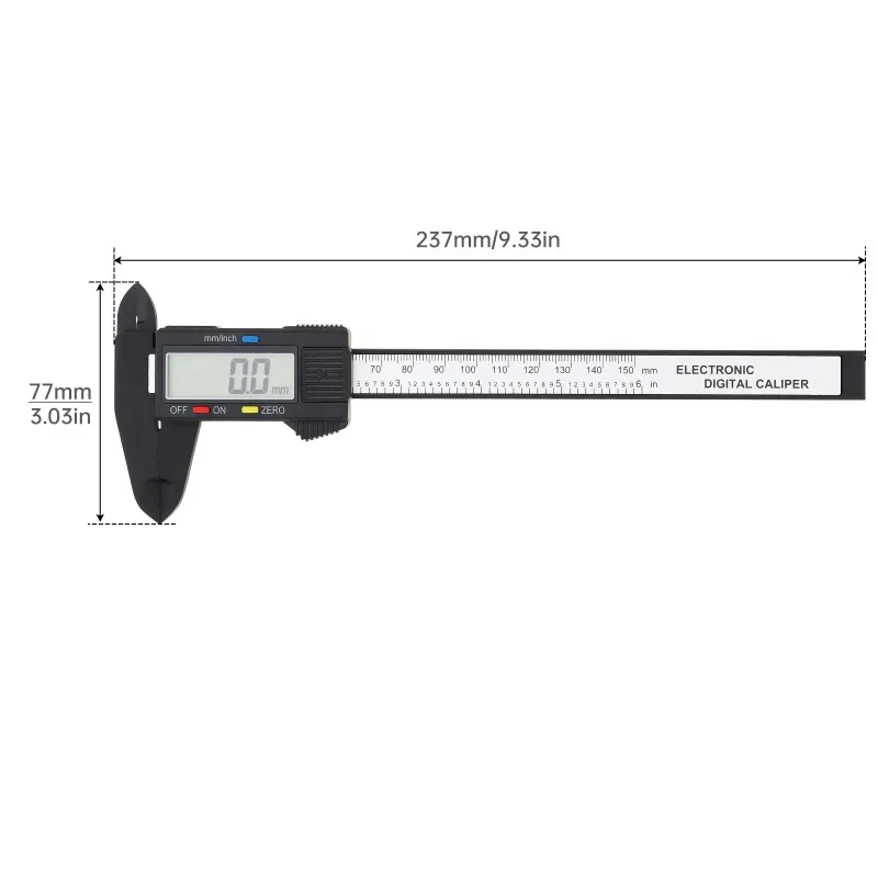 Digital Caliper LCD Display 150mm Electronic Digital Caliper Vernier Calipers Gauge Micrometer with Storage Box for Mechanical Component Measure