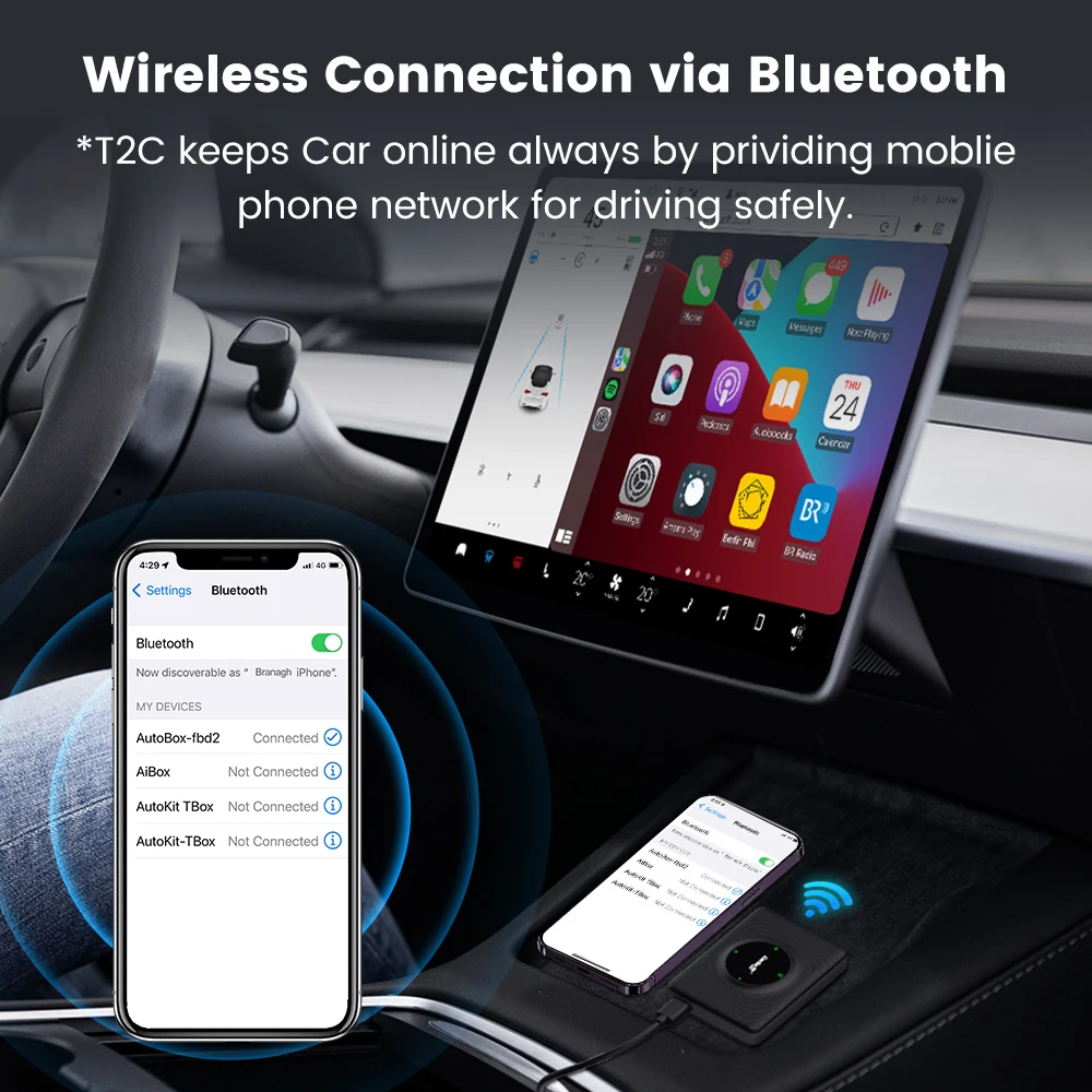 CarlinKit T2C  CarPlay For Tesla ȵ̵ ڵ   3  Y S X BT SIM ī  Tesla CarPlay Box