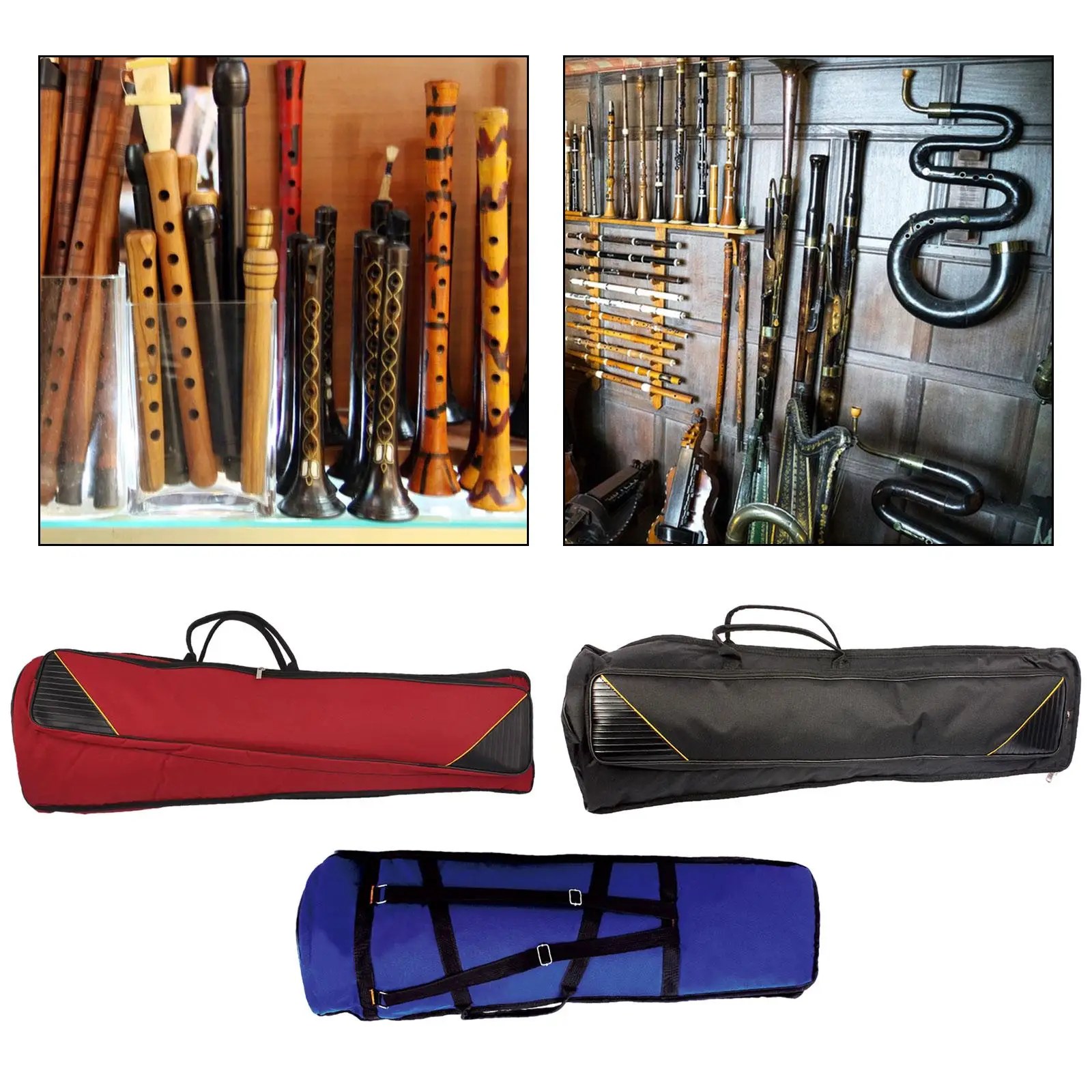 Padded Bass Trombone Gig Bag with Adjustable Shoulder Strap Oxford Cloth Tenor Trombone Bag Musical Instrument Accessories