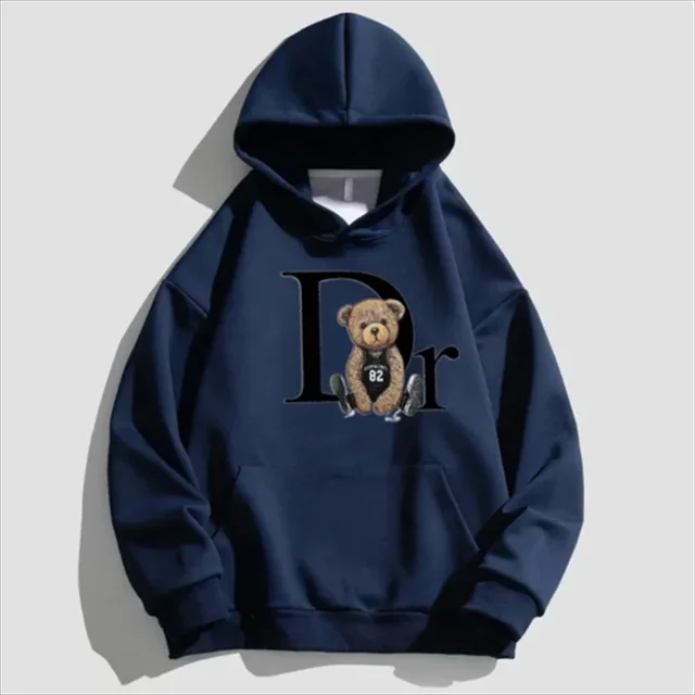 Men's hoodie, casual personality, teddy bear print hoodie, sports fitness fashion sweatshirt, casual pullover, street style 2